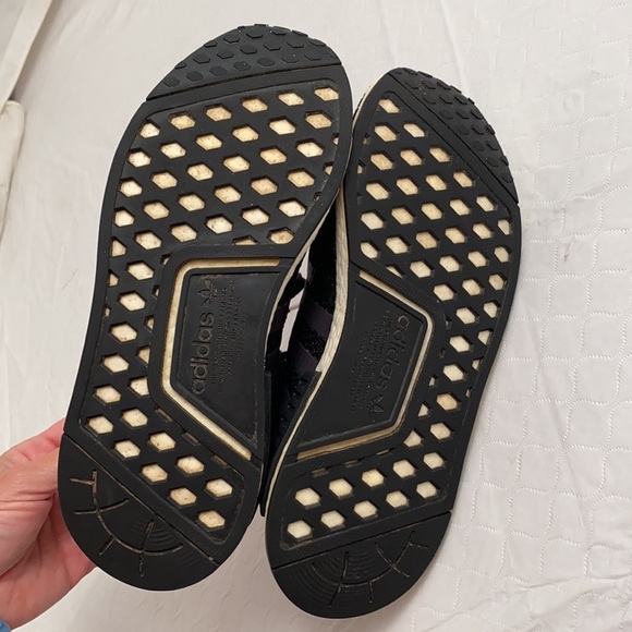 Adidas NMD R1 black with pink trim sneakers - Picture 6 of 8